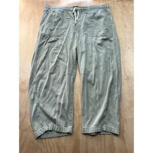 Gap Denim Pull-On Barrel Pants XXL Sage Green Elastic Waist Cotton Lyocell Blend